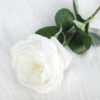Bunga Buatan Grosir Sentuhan Realistis Peony Rose untuk Dekorasi Pernikahan Tangkai Tunggal Bunga Putih