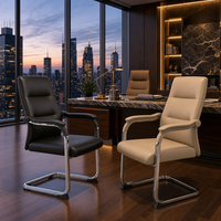 Chaise de conférence ergonomique en cuir avec base cantilever, en cuir pleine fleur brésilien, pour réunions de direction et visiteurs