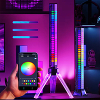 Lampe de ramassage 3D ambiante RVB Volume Rhythm LED Lampe de bureau Contrôle vocal de voiture Effets de vibration colorés Éclairage audio pour la maison intelligente