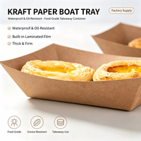 Boîte à lunch jetable en papier kraft en forme de bateau, biodégradable, compatible micro-ondes, boîte à emporter, boîte à fruits, boîte bento