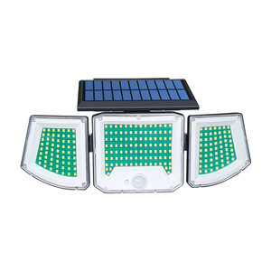 โคมไฟติดผนังพลังงานแสงอาทิตย์กลางแจ้ง 228 LED 450 ลูเมนส์ พร้อมเซ็นเซอร์ตรวจจับความเคลื่อนไหว ไฟรักษาความปลอดภัย ได้รับการรับรองมาตรฐาน CE ROHS กันน้ำระดับ IP65 สำหรับรั้วบ้าน - Product Image 1
