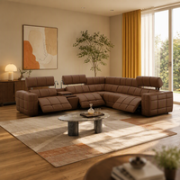 Canapé sectionnel électrique moderne avec lumières de lecture et console multimédia, canapé motorisé pour villa et home cinéma