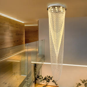 Lámpara colgante de escalera personalizada vestíbulo del hotel Villa araña de cristal larga de lujo para el hogar - Product Image 3