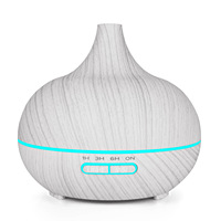 Diffuseur d'arômes ultrasonique 400 ml à grain de bois, purificateur d'air en forme d'oignon, humidificateur d'huiles essentielles avec 7 couleurs LED et minuterie pour bureau et chambre