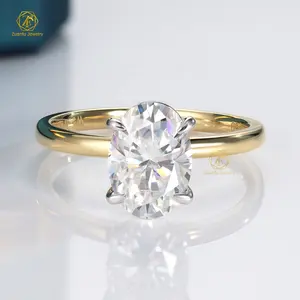 Anel de diamante de laboratório personalizado 1.5CT 2 quilates 14k ouro oval D VVS1 LAB cultivado diamante cvd anel de diamante para casamento feminino