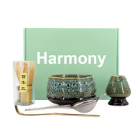 Kit de Cérémonie de Thé Matcha : Fouet, Bol Style Japonais, Cuillère et Brosse en Bambou