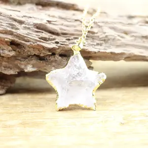 Ciondoli con ciondoli a mezzaluna opale in cristallo grezzo da donna ciondoli con catena a maglie a forma di stella e freccia di luna gioielli alla moda regali - Product Image 3