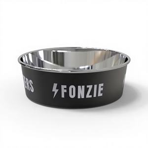Tazón de Comida y Agua para Perros y Gatos de Acero Inoxidable Pulido con Recubrimiento en Polvo Antideslizante y Duradero, con Logotipo Personalizado, Diseño Moderno, Negro - Product Image 1