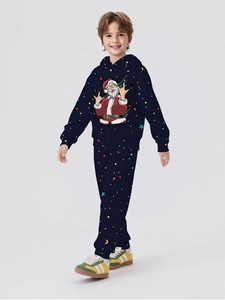 Ensemble deux pièces pour garçons, nouveau modèle 2025, <span class=keywords><strong>chemise</strong></span> de sport à capuche avec pantalon, <span class=keywords><strong>motif</strong></span> imprimé de style Noël - Product Image 5