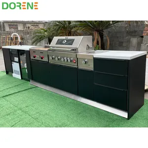 2021 Dorene Modern mat siyah cila açık barbekü mutfak dolabı ızgara ve buzdolabı Yard