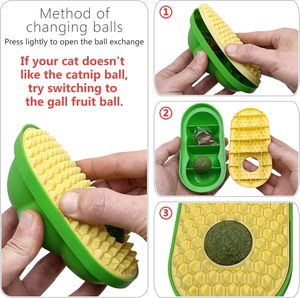 High-Interactive Cat Chew <b>Toys</b> Durable Avocado & Catnip Ball <b>Set</b> for Cats & Dogs Rotating Design for Teeth <b>Cleaning</b> & Grinding - Product Image 6