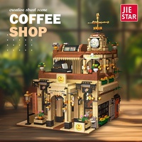 JIESTAR 89120 City Street View Series DIY Puzzle Modelo Retro Coffee House Building Blocks Modular Plastic Toys Ornament Gift