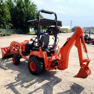 For BX23S 4WD Wheel Tractor with Backhoe and Front Loader Red Garden Tractor Multifunctional 25HP Gear Drive - Product Image 1