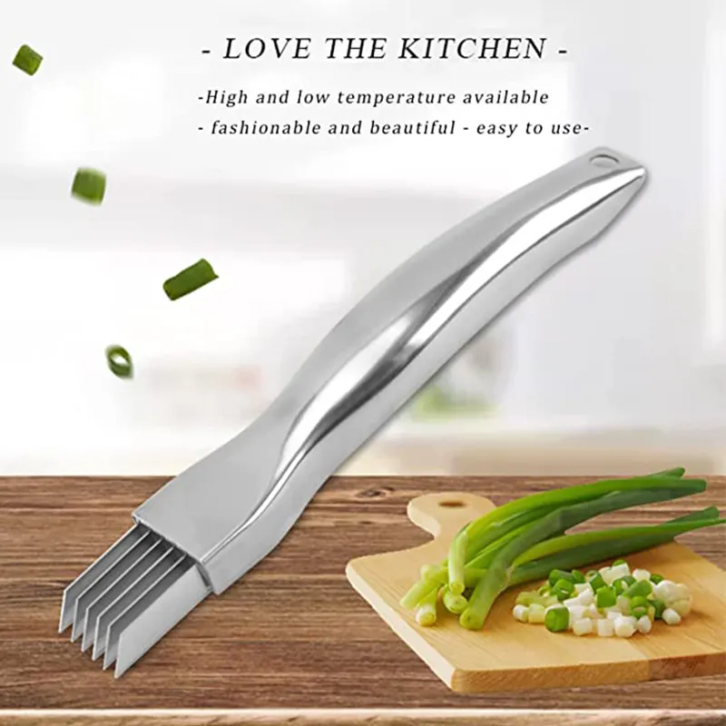 Premium di alta qualità in acciaio inox cipolla verde fetta posate tagliaverdure 6 lame scalogno coltello utensili da cucina strumento
