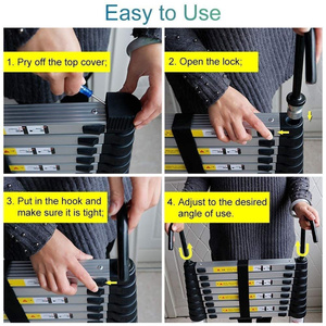 Échelle télescopique en aluminium à crochet supérieur 20 pieds Mécanisme télescopique Robuste - Product Image 6