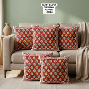 Hand Block Bohemian Vintage Floral Cotton Washable <b>Throw</b> <b>Pillow</b> Cover 16x16 Square Zipper Home Hotel Decor - Product Image 3