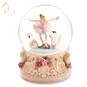 Caja de música de resina, figurita de bailarina, globo de nieve, regalo para novia o niños