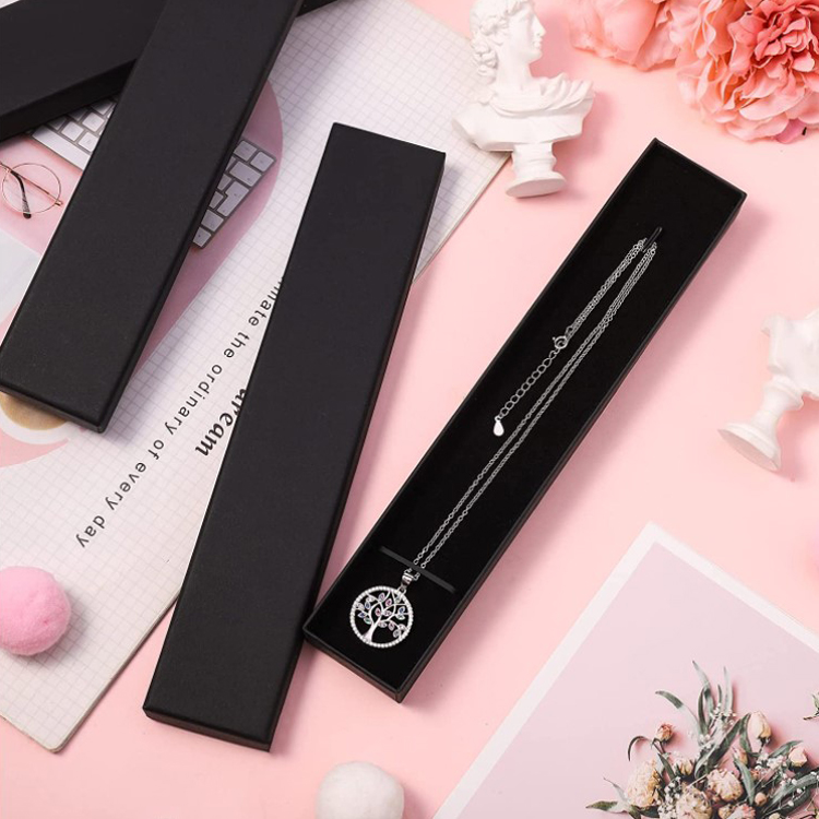 Black Kraft Jewellery Bracelet Gift Box Necklace Case Pendant Display Paper Boxes With Flocked Sponge