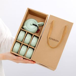Juego de Regalo Clásico para la Ceremonia del Té Chino, Tetera y Tazas de Cerámica Portátiles en Caja de Cartón Kraft, Regalo Corporativo Ideal para Clientes - Product Image 4