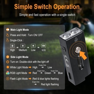 Lampe torche LED multifonctionnelle rechargeable, petite lampe torche à clé, super lumineuse, portable, compacte, plate, mini lampe torche pour le <span class=keywords><strong>camping</strong></span>, la randonnée - Product Image 6