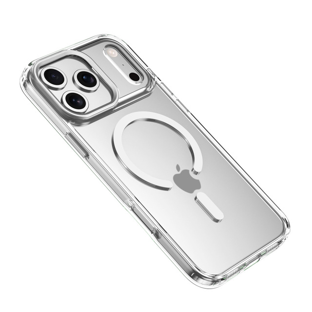 Clear TPU+PC Magnetic Shockproof Phone Case with Anti-Yellowing Lens Frame Kickstand for 16 17