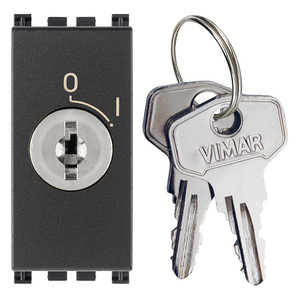 Interruttore a chiave Vimar 16A 2P grigio con meccanismo di bloccaggio per controllo elettrico - Product Image 1