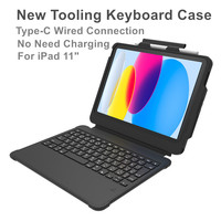 Étui clavier ODM nouvelle génération pour iPad 11 pouces, filaire Type-C 30W PD, magnétique détachable, antichoc, robuste en TPU, support PC réglable