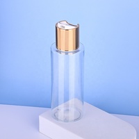 Vente en gros de flacons cosmétiques en plastique transparent de 100 ml avec bouchon doré pour toner, lotion, emballage de soins de la peau, flacon en plastique PET