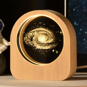 Lampu malam bola kristal Natal pola suasana hati berukir Laser 3D dasar kayu pengiriman cepat tujuh hari - Product Image 2