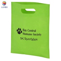 Sac à provisions à poignée découpée non tissé réutilisable robuste personnalisé couture écologique avec motif de lettres