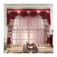 Rideau Jacquard de luxe à la mode, ensemble de panneaux, avec Valance nouée et support pur, pour la chambre et le salon