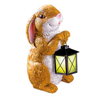 Lanterne de jardin solaire fluorescente en résine en forme de lapin de Pâques, décoration de jardin, ornement de pelouse, cadeau de jardin, sculpture