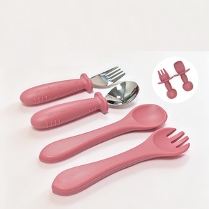 Ensemble d'alimentation en silicone sans BPA pour tous les âges, avec bol de service en acier inoxydable et ustensiles métalliques - Product Image 4