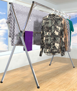 Ménage <span class=keywords><strong>Intérieur</strong></span> Balcon Pliant Rétractable Simple Cintre Sol Tringle À Vêtements Séchage Porte-Vêtements - Product Image 2