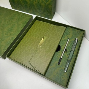 Leather Bound <b>Sewing</b> Binding Lined Notebook Set With Same Color Pen and Gift <b>Box</b> for Students - Product Image 5