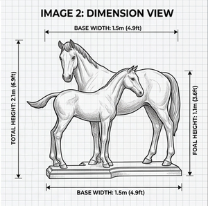 Estatua de Bronce de Tamaño Real de una Cría y una Madre Caballo, Escultura de Metal Fundido para Jardín, Parque, Villa o Paisajismo - Product Image 2