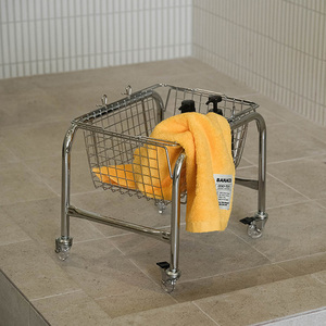 BANACO Stainless Steel Basket Trolley <b>Cart</b> 38.5x40.5x35cm With PU Wheels <b>Storage</b> <b>Cart</b> - Product Image 1