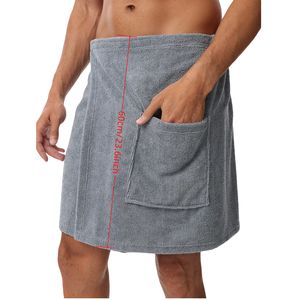 Men's Wearable <strong>Velcro</strong> Bath <strong>Towel</strong> Solid Color Hotel <strong>Wrap</strong> with Pocket for Beach or Bath Use - Product Image 4
