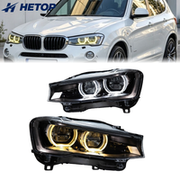 Phares HETOP F25 2014-2017 Angel Eyes bicolores style Ikon, feux avant améliorés LED X3 jaune et blanc, Plug and Play pour BMW