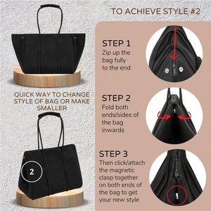 Custom <b>Zip</b>-<b>Top</b> Waterproof <b>Tote</b> <b>Bag</b> Pool Boat Large Beach <b>Bag</b> Neoprene Diaper <b>Tote</b> <b>Bag</b> - Product Image 2