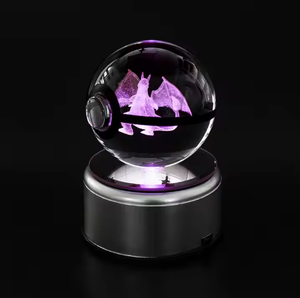 Support de lumière LED Pokemon de 5cm avec lampe de sphère de cristal imprimé UV verre brillant poli <span class=keywords><strong>Pokeball</strong></span> enfants cadeaux de noël - Product Image 3