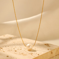 2025 nouveau minimaliste 18K plaqué or en acier inoxydable perle d'eau douce pendentif collier lien chaîne bouddhisme femmes bijoux élégants