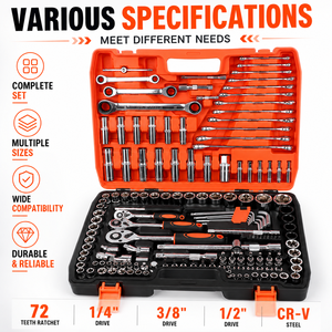KAILUN Heavy Duty <b>Mechanic</b> <b>Tool</b> Set with 3 Drive System CR-V Material Hard Case for Truck Maintenance - Product Image 1
