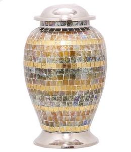 โกศบรรจุอัฐิแบบกระจก ดีไซน์โมเสก สำหรับผู้ใหญ่ งานฝีมือ โกศโลหะตกแต่ง - Product Image 1