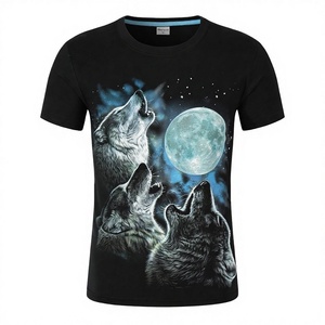 3D Original Indian Print <b>Knitted</b> Men's Smart Casual T-Shirt <b>Animal</b> Wolf Personality Rock Trend Loose Fit Breathable Short Sleeve - Product Image 2