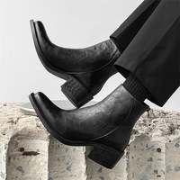 Nouvelles bottes décontractées pour hommes 2026, style cowboy froissé, avec surpiqûres contrastées, pour la saison fraîche et le look quotidien