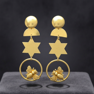 Pendientes Colgantes de Latón Hechos a Mano, Chapados en Oro, Estilo Étnico, para Bodas, Moda Unisex, para Mujer - Product Image 3
