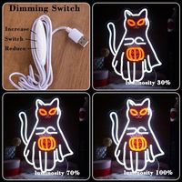 Großhandel Halloween Katze Kürbis LED Neon-Schild Lustige Weiße Katze Jack-o'-lantern Wandleuchte Party Heim Halloween Festival Dekoration