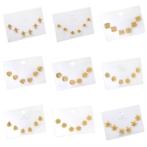 18K Gold Plated Stainless Steel Screw <b>Back</b> Stud <b>Earrings</b> Hypoallergenic Women Helix Ear Jewelry Wholesale Bulk - Product Image 1