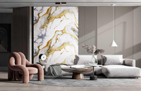 Panneau mural décoratif auto-adhésif effet marbre noir doré brillant et imperméable pour chambre à coucher